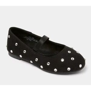 Girls Size 11T Cat & Jack Trina Stud Ballet Flats Black New With Tags